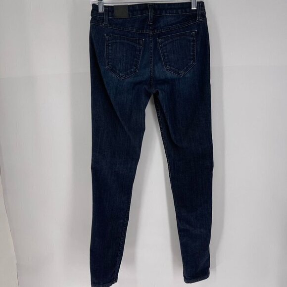 Bleulab Size 26 Reversible Skinny Jeans Dark Wash Bleach Stone Washed - Picture 3 of 9